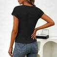 thumbnail image 4 of Htigea Women's Short Sleeve Tops Summer Cowl Neck Business Shirts Solid Color Office Work Dressy Blouses Black S, 4 of 8