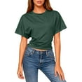 thumbnail image 2 of Diufon Womens Crop Tops Summer Crew Neck Short Sleeve Ruched Tunic Top Stretchy Going Out Slim Basic Tees, 2 of 9