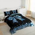 thumbnail image 3 of Homewish Cute Blue Bowtie Bedding Comforter Set 2pcs for Children Teens,Kawaii Ribbon Bow Knot Twin Comforter Sets Microfiber,Abstract Cheetah Print Breathable Bedding Set, 3 of 8