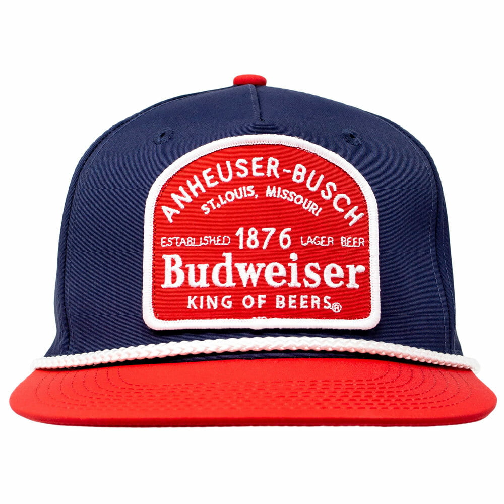 Genuine Budweiser King of Beers Snapback Hat Cap Alcohol Lager Distressed Blue 