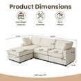 thumbnail image 3 of bokifol 100.5"L Shaped Modern Sofa Modular Sectional Cloud Couch with Ottoman,4-Seat Chenille Deep Seat Sofa with Pillow for Living Room,Bedroom and Apartment,Beige, 3 of 18
