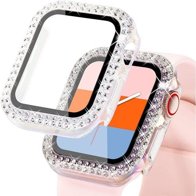 IBAOLEA Compatible for Bling IBAOLEA Watch Protective Case with Built-in Screen Protector for IBAOLEA Watch 38mm 40mm 42mm 44mm iWatch SE Series 6 5 4 3 2 1 (38mm, Iridescent) (Iridescent 38 mm