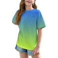 thumbnail image 3 of DecSea T-Shirt à Manches Courtes pour Filles, Été, Dégradé, Col Rond, Décontracté, Basique, 5-14 Ans, 3 of 8