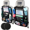 thumbnail image 1 of Organizador de asiento trasero de coche, paquete de 2 organizadores de asiento de coche con soporte para tableta con pantalla táctil, 10 bolsillos de almacenamiento para asiento trasero de coche y al, 1 of 5