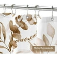 thumbnail image 3 of Brown Floral Shower Curtain, Modern Plants Botanical Fabric Cloth Shower Curtains for Rustic Vintage Bathroom Decor, Fall Watercolor Tan Eucalyptus Leaf, 72x72, 3 of 6
