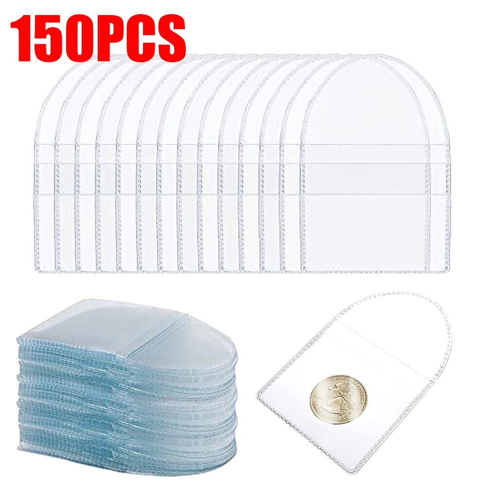 150PC Single Pocket Coin Sleeves Collectors 2.2X2 Inch Clear Plastic Pocket USA