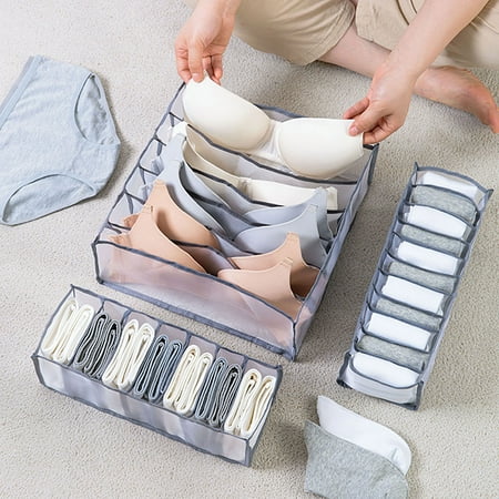 

SPRING PARK 3Pcs Underwear Drawer Organizer Set Foldable Sock Bra Underpants Organizer Drawer Divider Washable Closet Cabinet Storage Boxes for Clothes Stockings Ties and Bras
