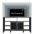 thumbnail image 4 of OKD Industrial Tall TV Stand with Open Shelves Metal for Max TVs up to 65", Dark Rustic Oak Finish, 4 of 7