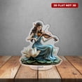 thumbnail image 5 of Rotating acrylic ornament featuring a beautiful elf violinist on a lotus in a blue dress with long hair in bohemian style, 5 of 8