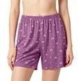 thumbnail image 2 of TRUBKH Shorts for Women Summer Casual Outfits Elastic Waist Shorts Straight Leg Women's Lounge Shorts Beach Bottoms Hiking Athletic Shorts Everyday Short Knee Length Shorts with Pockets Purple XL, 2 of 5