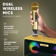 thumbnail image 4 of MASINGO Karaoke Machine for Adults and Kids with 2 Wireless Microphones, Portable Bluetooth Singing Speaker, Colorful LED Lights, PA System, Lyrics Display Holder & TV Cable - Presto G2 (Gold), 4 of 11