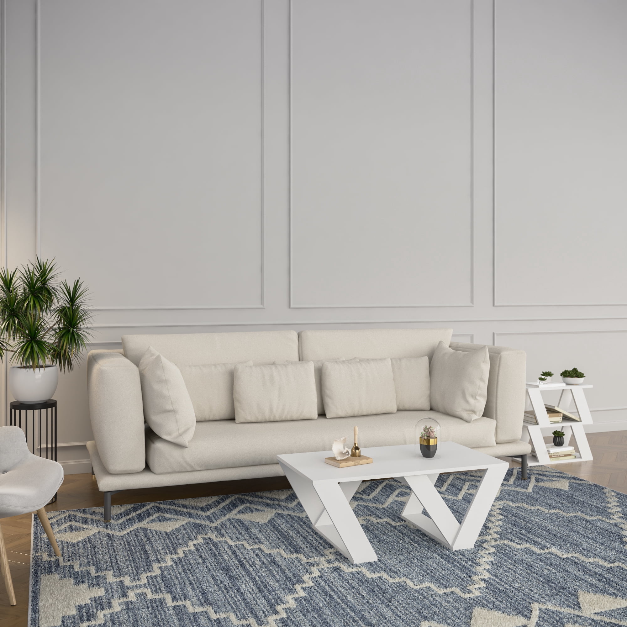 Ada Home Décor Modern Wooden Rectangle Coffee Table, White