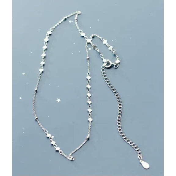 QQTDFG Sterling Silver Hearts Beads Choker Short Necklace A2566-Silver-1.6mm