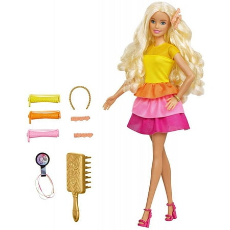 Barbie Ultimate Curls Blonde Doll & Hairstyling Set, No-Heat Tools