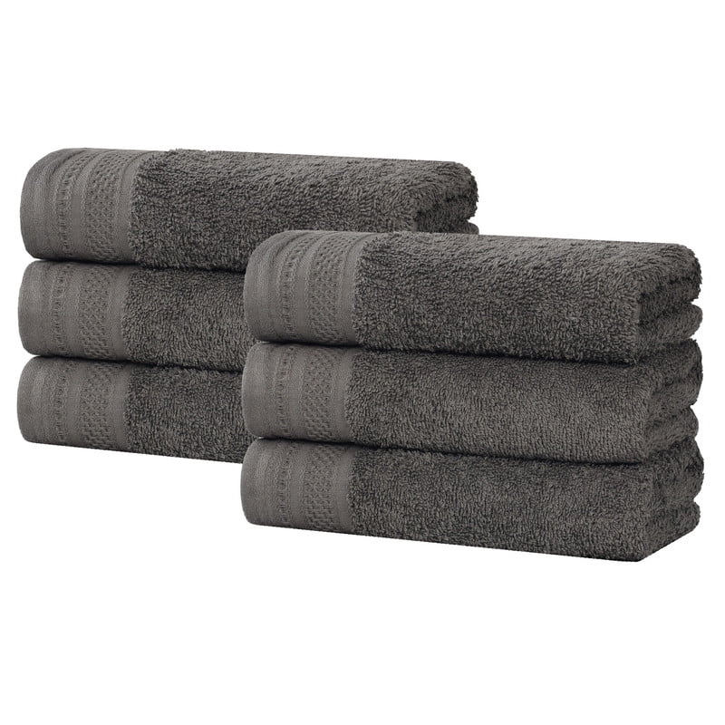 Superior Honeycomb Cotton Medium Weight Hand Towels, Set of 6, Gunmetal