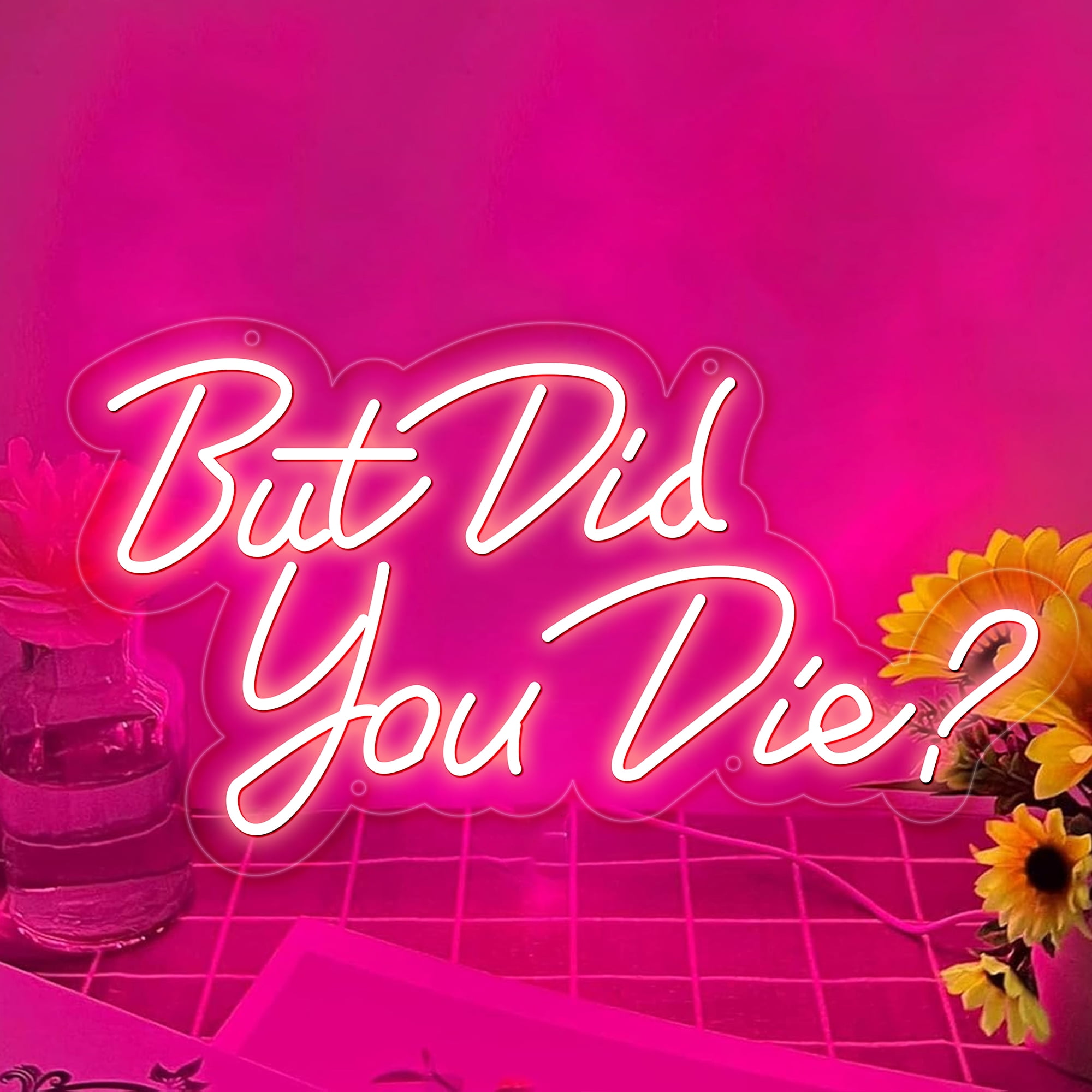 But Did You Die Neon Led Sign, Pink Neon Signs for Wall Decor, Letter Neon Lights with USB Powered for Room Decor, Bedroom, Office, Gym, Livingroom