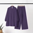 thumbnail image 4 of Conjunto de camisa musulmana de manga larga con solapa y pantalones anchos para mujer: traje informal holgado de color liso, 4 of 8