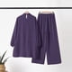 thumbnail image 4 of Conjunto de camisa musulmana de manga larga con solapa y pantalones anchos para mujer: traje informal holgado de color liso, 4 of 8