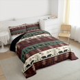 thumbnail image 4 of Homewish Southwestern Farmhouse Cabin Full Size Comforter Sets,Wild Beer Bear Bedding Comforter Set,Brown Beige Green Bedding Sets For Adult,Ultra Soft Home Decor Reversible,3pcs, 4 of 9
