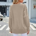 thumbnail image 2 of Defitshape Women's Sweatshirt Long Sleeve Pullover Fall Hoodless Fashion Thick Workout Crewneck Winter Pullover Top Khaki Medium, 2 of 4
