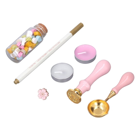 YAHHU Retro Wax Sealing Stamp Kit –  Sakura Brooch, Multi‑Color Macaron Wax