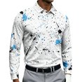 thumbnail image 2 of Paint Splatter Printed Long Sleeve Golf Polo for Men Classic Collared Lightweight Breathable Daily Casual Shirt, 2 of 3