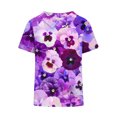 thumbnail image 4 of Fiudx Liquidación de Ahorros de Verano Camiseta Holgada Informal con Estampado para Mujer, Tops de Manga Corta con Cuello de Muñeca, Blusa Bonita y de Lino, 4 of 4