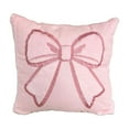 thumbnail image 2 of Coquette Room Pink Bow Throw Pillow, 18X18In Plush Faux Fur Pillow Cover With Bows, Valentines Day Decorative Pillow For Sofa, Bed Or Living Room Romantic Home Accent, 2 of 6