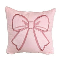 Mecorevxz Room Decor-Bow Throw Pillow Covers 17.7x17.7Inch,Pink Soft Plush Faux Fur Pillow Case with Bows for Large Couch Sofa Home Indoor Outdoor Decorations,Valentines Day