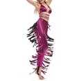 thumbnail image 2 of Women's Long Pants Outfits, Solid Color Halter Bandage Bra Tops + Tassel Decor Pants Shining Set, 2 of 5