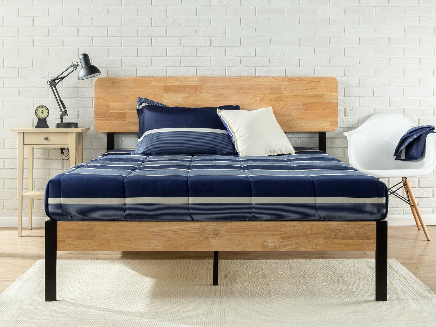 Queen Zinus Olivia Metal and Wood Platform Bed with Wood Slat Support