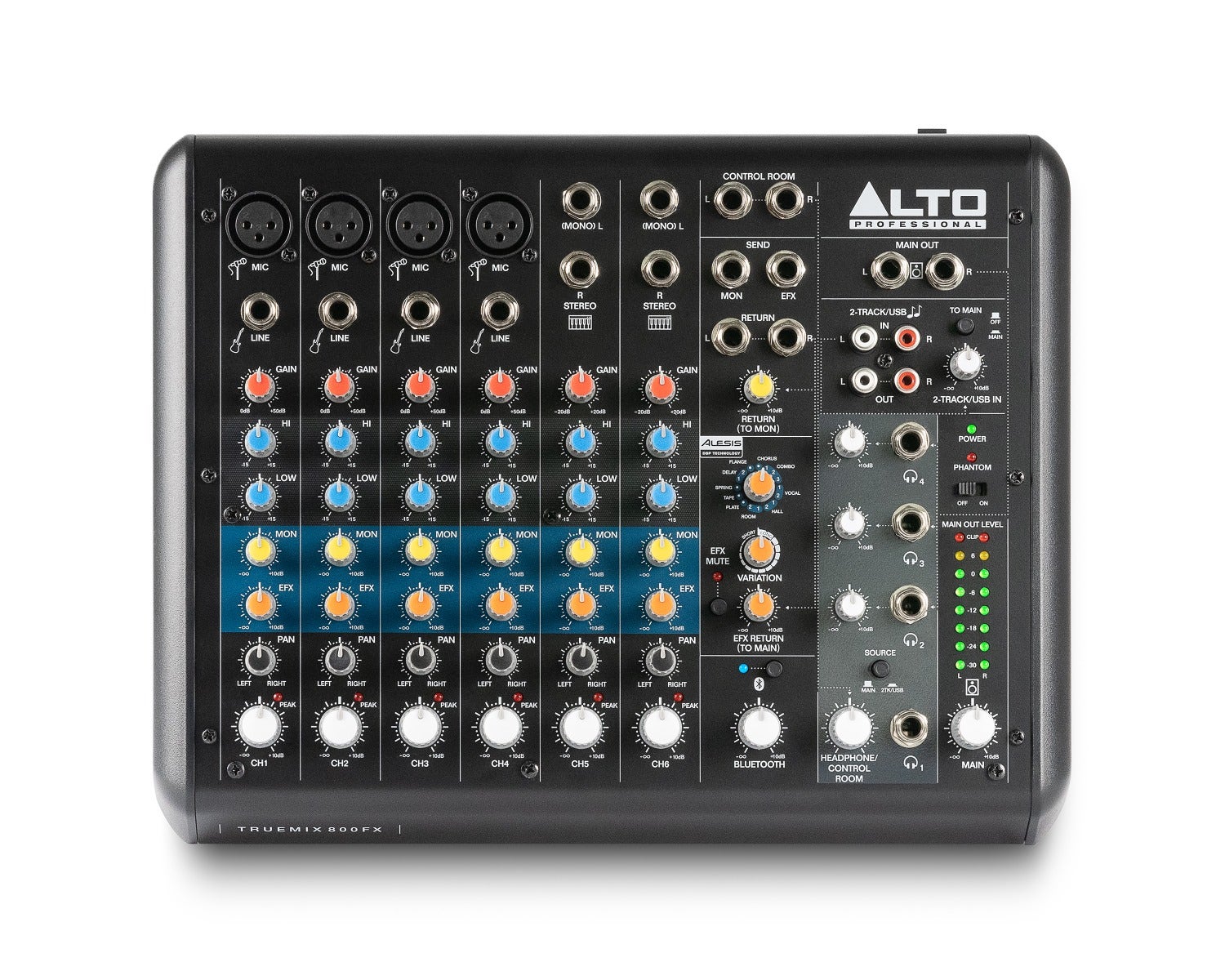 Alto TrueMix 800 FX 8-Channel Compact Mixer with USB, Bluetooth, and Alesis Multi-FX