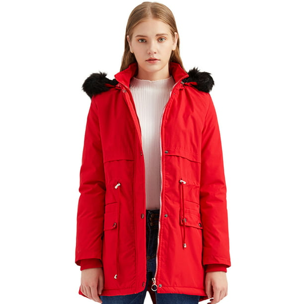 Warm Parka Jacket Thicken Trench Coat, Women S Winter Coat With Detachable Hood