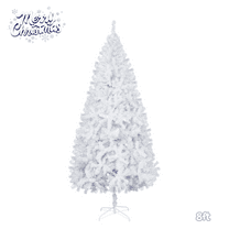 8FT Flocked White Artificial Christmas Tree, Holiday Decoration Unlit X-mas Tree with 1138 PVC Branch Tips and Sturdy Metal Stand, Easy Assembly