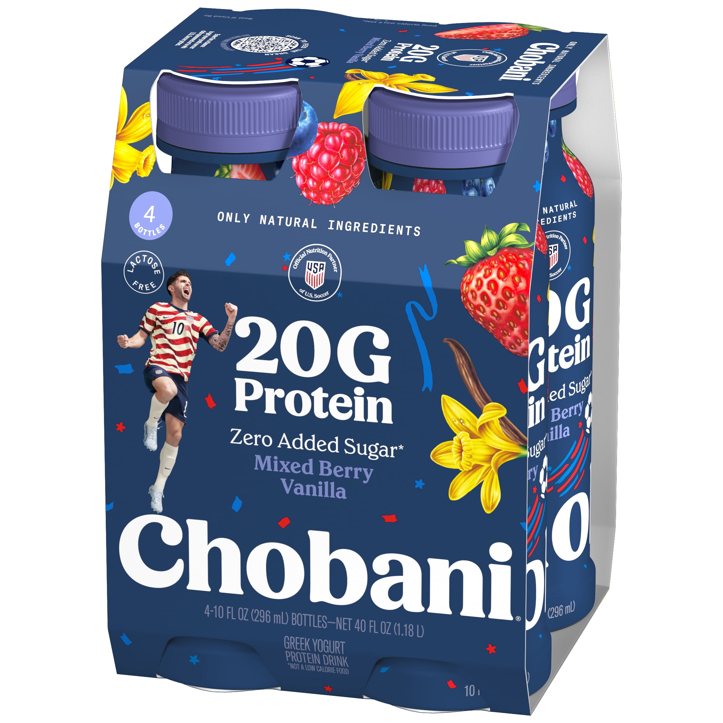 Chobani Complete Lowfat Greek Yogurt Drink Mixed Berry Vanilla 10 fl oz 4PK