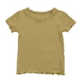 thumbnail image 2 of XXWXYD Girls Summer Short Sleeve T-Shirts Ribbe Tops for Girls Knit Crew Neck Short Sleeve Shirts Lettuce Trim T Shirts Casual Slim Fit Summer Shirt Basic Solid, 2 of 8