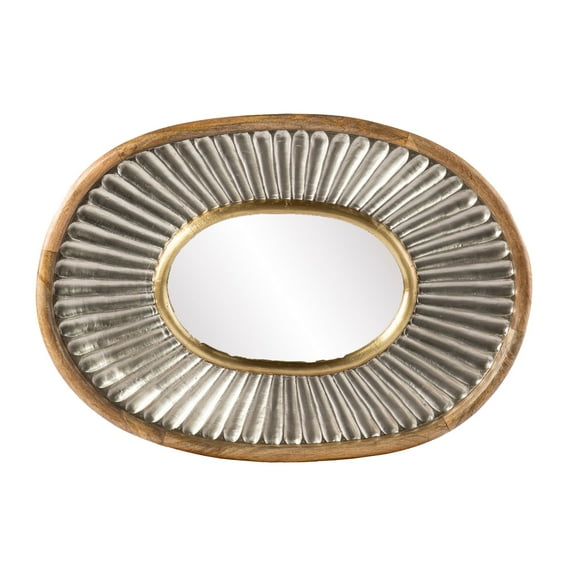 Southern Enterprises 33" Brown and Clear Contemporary Wooden Framed Oval Wall Mirror