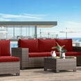 thumbnail image 4 of ELPOSUN Outdoor Sectional Furniture Set 6-Piece Brown Rattan Wicker Conversation Sofa Set with Glass Top Table,Red Cushions, 4 of 11