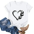 thumbnail image 5 of XMHJSMD Women's Love Butterfly Print Round Neck Short Sleeve T Shirt Top(White,Xl), 5 of 5