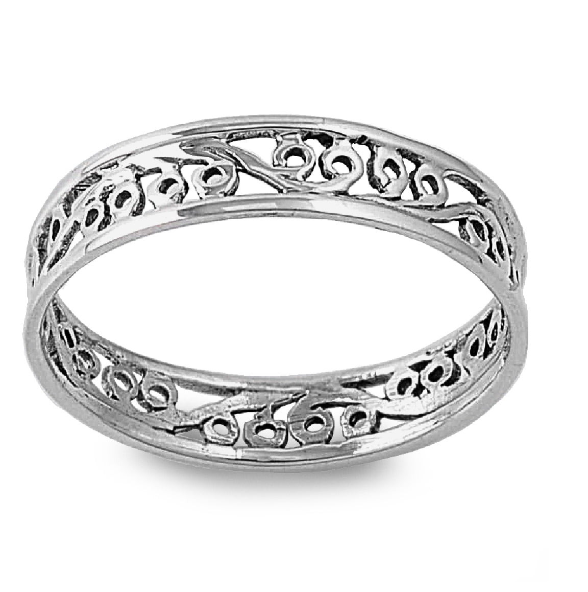 925 Sterling Silver Eternity Filigree Band Ring Size 10