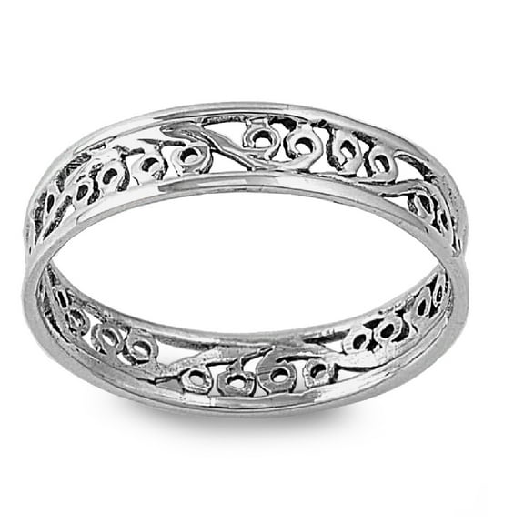 925 Sterling Silver Eternity Filigree Band Ring Size 10