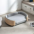 thumbnail image 3 of Pefilos 38" Pet Sofa Dog Bed for Medium Dogs with Wood Legs and Bent Back, Cat Sofa Bed for Indoor Cats, Pet Snuggle Couch Furniture, Gray, 3 of 19