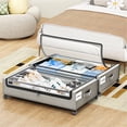 thumbnail image 4 of FOUKUS Under Bed Storage with Wheels:2 Pack Under the Bed Storage Bins, Collapsible Under Bed Storage Bags for Clothes, Sheets,Shoes,Linen-like Grey, 4 of 6