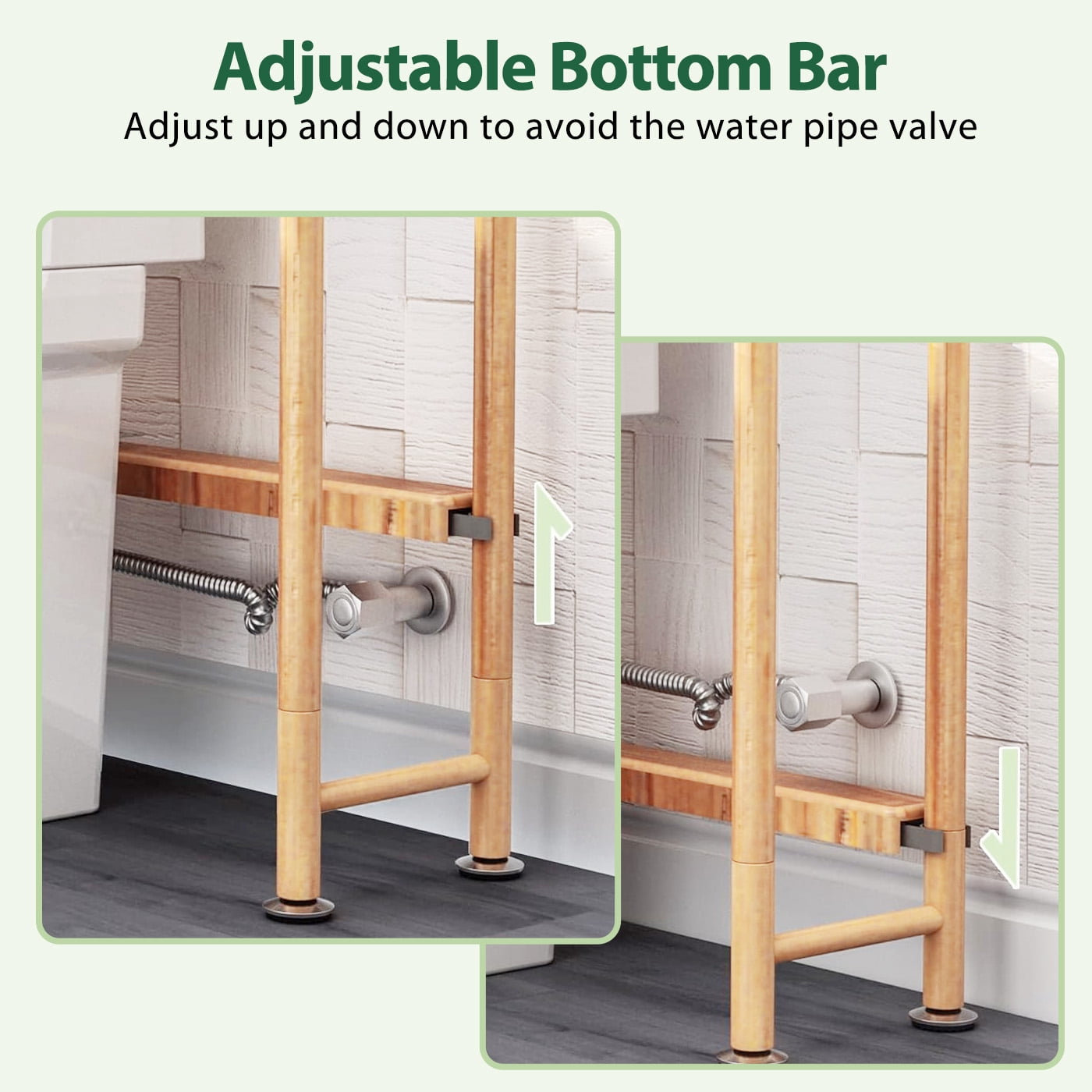 Bamboo Over the Toilet Storage Shelf, 3 Tier Freestanding Organizer Rack for Bathroom & Laundry Space-Saving Design Natural Color