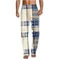 thumbnail image 2 of Rciityk Dark Blue Men's Straight-Fits Pajama Pants Fashion Plaid Printed Lounges Sleepwear Pants Mens PJs Pajama Bottoms with Pockets - Spring/Summer Savings Clearance, 2 of 5