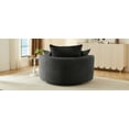 thumbnail image 3 of Black Corduroy Swivel Accent Chair 57.5" - Round Lounge Chair w/ Pillows for Living Room, Bedroom, Office. 360° Rotation, Deep Seat., 3 of 42