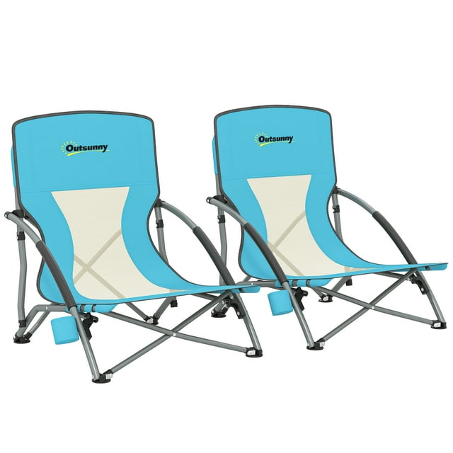 Outsunny Set of 2 Beach Chair with Carry Bag, 22.8" x 21.7" x 24.4"