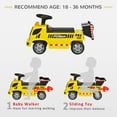 thumbnail image 3 of Aosom Kids Push Car Toddler Ride-on Construction Toy Cart for Age 18-36 Months with Shovel, Headlights, and Music, Yellow, 3 of 9
