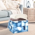 thumbnail image 3 of Yayeee Collapsible Cube Storage Bin with Lid Fabric Closet Decorative Basket with Handles, Blue Pattern, 3 of 7