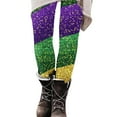 thumbnail image 3 of Hvot&aat Women Mardi Gras Leggings Stretch High Waisted Yoga Pants Sparkly Printed Carnival Party Pant, 3 of 5